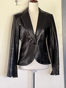 Gorgeous Womens Black Leather Jacket by Context Size 4 - Picture 1 of 11