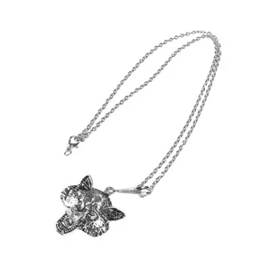 Catena collana maglione ciondolo in lega stile lupo regolabile vintage (argento) - Foto 1 di 5