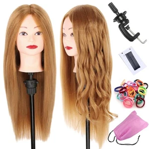 20 Inch Mannequin Head Hair Styling 60% Human Hair Training Head Manikin Cosm... - Picture 1 of 8