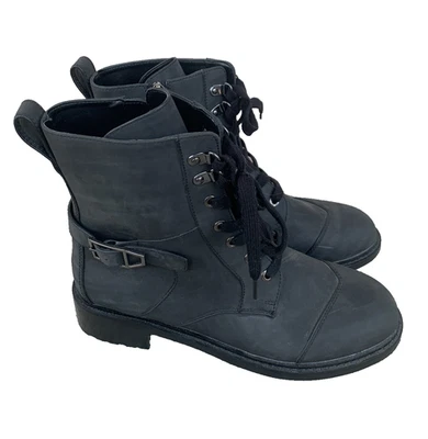 Aerossoles Amie Feminino Cinza Escuro Camurça Estilo Combate Botas com Zíper Lateral com Cadarço Tamanho 10 - Imagem 1 de 4