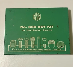 Vintage Allen Head No. 668 Key Kit Hex Socket Screws Metal Tool Box Used - Picture 1 of 6