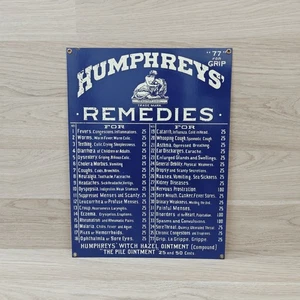 READ🔻 Vintage Humphreys Remedies Reproduction Porcelain Enamel Sign Ande Rooney - Picture 1 of 9