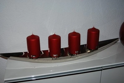 FINK Adventskranz-Schale  Bootsform Edelstahl/ Aluminium 84cm x 7cm x 10cm NEU - Bild 1 von 4