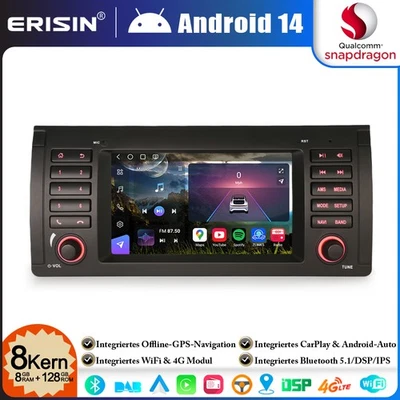 Android 14 128GB 8-Kern Qualcomm DAB+ CarPlay Autoradio GPS Navi für BMW X5 E53 - Bild 1 von 4
