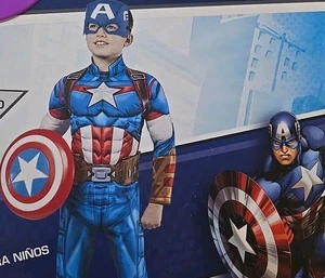 🇺🇸 CAPTAIN AMERICA CHILD COSTUME BELT MASK &SHIELD SZ M (8-10) FREE SHIPPING - Picture 1 of 2