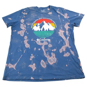 Columbia Tee Shirt Mens XL Blue Tie Dye Mountain & Trees Short Sleeve Crew Neck - Picture 1 of 8
