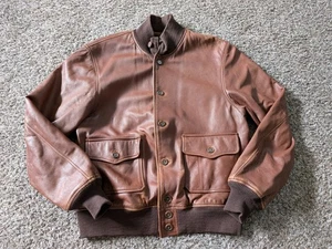Willis & Geiger Type A-1 Flying Jacket Air Corps Brown Leather Rare VTG 46 USA - Picture 1 of 7