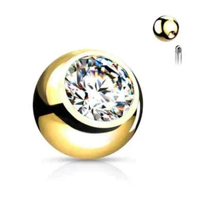 Piercing Bola Oro Con Circonia 1.2mm - Imagen 1 de 1