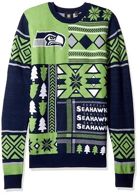 NFL Seattle Seahawks Klew Patches Suéter Feo Talla Grande Foto 1 de 2