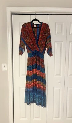 Vestido bohemio vintage Carole Little talla 14 grande Foto 1 de 4