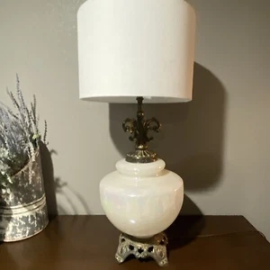 Pearl Iridescent Lamp Opalescent Hollywood Regency Mid Century Vintage Oversize - Picture 1 of 19