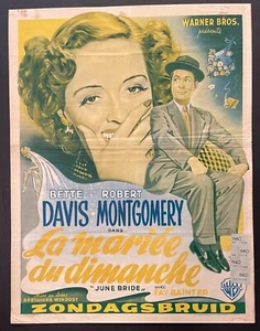 BETTE DAVIS Robert Montgomery JUNE BRIDE orig. WB French/Belgium Movie Poster - Picture 1 of 10