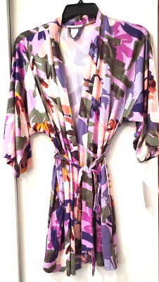 Bata envolvente tejida estampada Linea Donatella para mujer - púrpura talla pequeña/mediana Foto 1 de 4