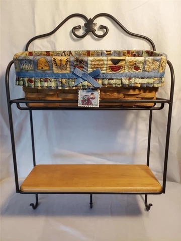 Longaberger Wrought Iron Envelope Basket Wall 2 Shelf Rack 3 Hooks Hanging EUC Cover