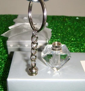 CRYSTAL HOLLOW PERFUME BOTTLE with SCREW ON TOP KEY CHAIN-NEW - Picture 1 of 3