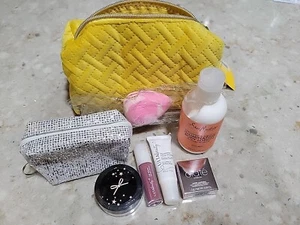 Yellow Makeup Bag With 6 Beauty Products And Shimmer Keyring Bag - Picture 1 of 5