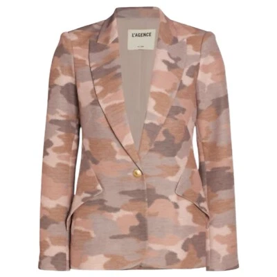 Blazer Lagance Mujer 2 Chamberlain Camuflaje Un Botón Bolsillos Diseñador Rosa Foto 1 de 4