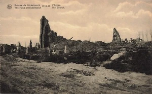 WW1 Ruins of Dikkebus Belgium Postcard Photo c1918 L' Eglise Church *Ab13b - Picture 1 of 2