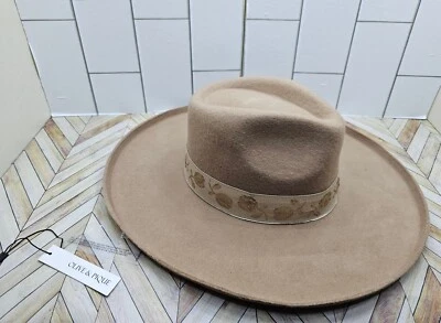 Olive and Pique Billie Wool Felt Hat Wool Firm Felt Elastic Floral Pecan F2021 - Image 1 of 4