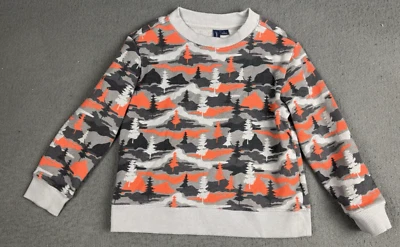 Janie Jack Boys Scenic Camo Sweater Pullover Trees Outdoor Weekend Gray Orange 4 - Image 1 of 4