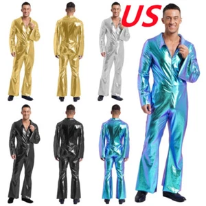 Costume Halloween Uomo Stella del Cinema Tuta Paillettes Cantante Ballerina Body - Foto 1 di 46