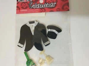 Scrapbook Embellishment Stickers Fibrecraft Tuxedo Top Hat Champagne & 2 Glasses - Picture 1 of 6