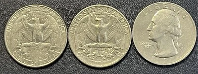 1997 1985 1984 Washington Quarters Struck Through Grease Mint Error - Image 1 of 2