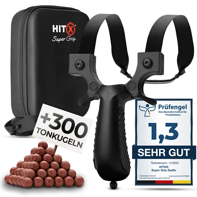 HITX Steinschleuder Zwille mit Gummibänder und 300 Tonkugeln Slingshot Schleuder - Bild 1 von 4