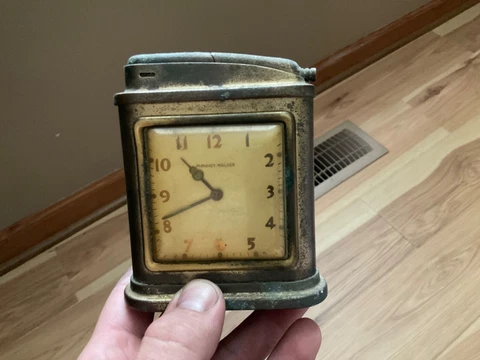 1940’s brass  phinney-walker lighter /clock vintage Cover