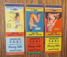 TAXI CAB GIRLIE MATCHBOOK COVERS AMERICAN TAXI 1940s MATCHCOVER AUSTIN TEXAS D24