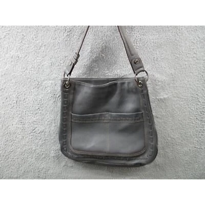 TIGNANELLO Cuero Cuadrado Gris Hombro Sillín Boho Bolso de Mano Cartera Foto 1 de 4