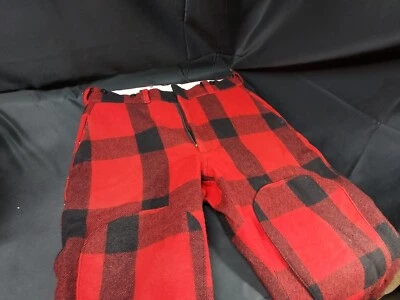 1960's WOOLRICH 100% Wool Men's Hunting Pants Red Buffalo Plaid 36 X 28 Mackinaw - Image 1 of 4