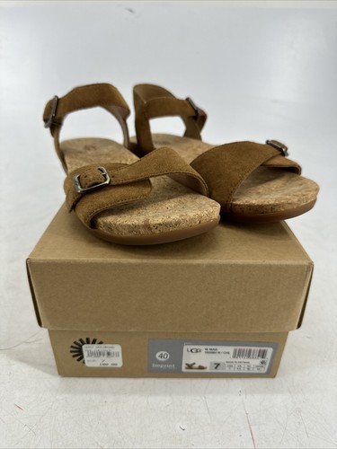 Sandali piatti Ugg Mae Castagno Pelle scamosciata Doppia Fibbia 1020064 Donna Taglia 7