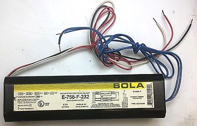 Sola E-758-F-232 (2) Lamp F32T8 120/277V Instant Start Ballast NEW • 27$
