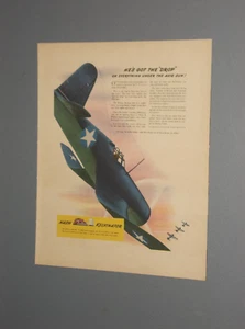 2 ANUNCIOS 1943 CON EL F4-U CORSAIR FIGHTER NASH KELVINATOR & FOOTE BROS. ANUNCIOS - Imagen 1 de 2