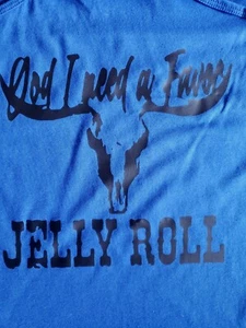 New Women's custom Jelly Roll I need a favor racer back Blue tank top size Large - Picture 1 of 6