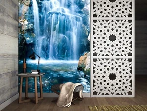 3D Blau Wasserfall Q9555 Tapete Wandgemälde Fototapete Selbstklebend Kay - Bild 1 von 11