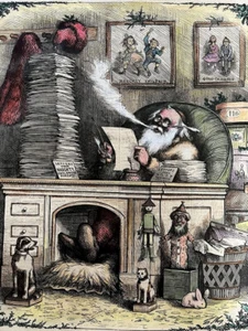 1871 THOMAS NAST SANTA CLAUS HARPER’S WEEKLY HAND COLORED CHRISTMAS COVER PRINT - Picture 1 of 5