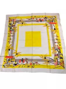 TOVAGLIA VINTAGE CON CAROBE JAIMACAN HAITIAN AFRICAN COLTURE TROPICALI 48x50 RARA - Foto 1 di 3