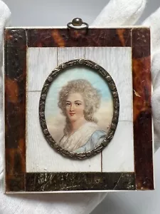 19c.French Victorian Hand-Painted Miniature Painting Portrait Marie-Antoinette - Bild 1 von 9