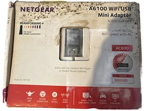 NETGEAR A6100-100PES AC600 802.11ac Dual Band (150/433 Mbps) Wi-Fi USB Mini BNIB - Photo 1/2