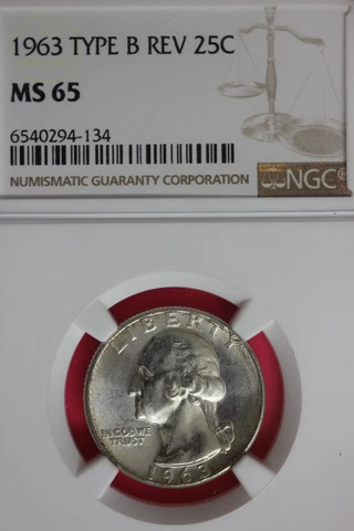 1963 P Type B Reverse MS 65 George Washington Silver Quarter NGC Graded OCE 162 Cover