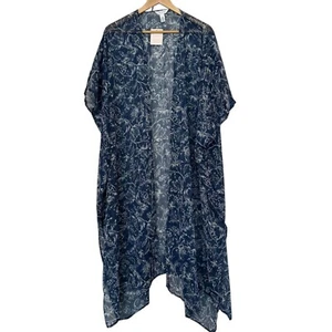 LC Lauren Conrad NEW Sheer Duster Extra Long ONE SIZE Floral Slits Beach Boho - Picture 1 of 12