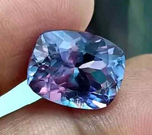 NATURAL 6.5 Ct+ Loose Montana Bi-Color Change Sapphire Cushion Cut GEMSTONE - Picture 1 of 6