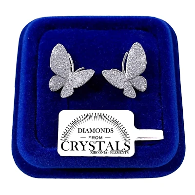 Farfalla 3D Orecchini da Donna pl. oro Bianco 18K con Cristalli Zirconi S75 - Immagine 1 di 3
