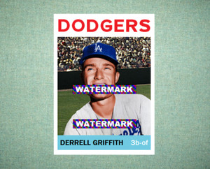 Derrell Griffith Los Angeles Dodgers 1964 Style Custom Baseball Art Card