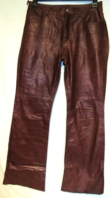 Express World Brand 100% Genuine Brown Soft Leather Pants w/Lining Size: 9/10 - Image 1 of 4