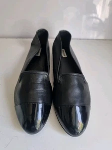 DUNE LONDON DESIGNER UK 8 EU 41 WOMENS BLACK LEATHER BALLET LOAFERS FLAT SHOES - Picture 1 of 12