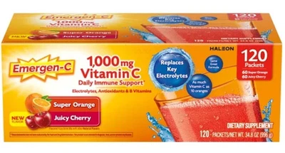 Emergen-C 1000 mg Vitamina C Apoyo Inmunológico Diario Variedad Paquete Mezcla de Bebidas, Paquete de 120 Foto 1 de 4