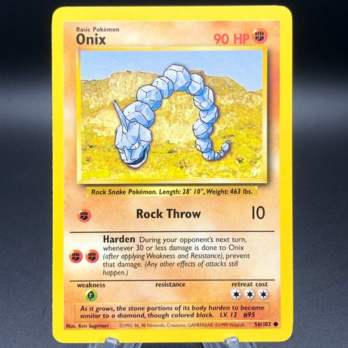 Pokemon Onix 56/102 - Base Set - NM Common - 1999 English Vintage WotC ...